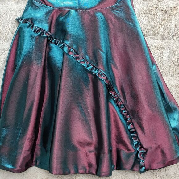 NWT PARAKIAN Formal Metallic Changeable Teal/Burgundy Fit & Flare Dress, Size 4 - Picture 9 of 15